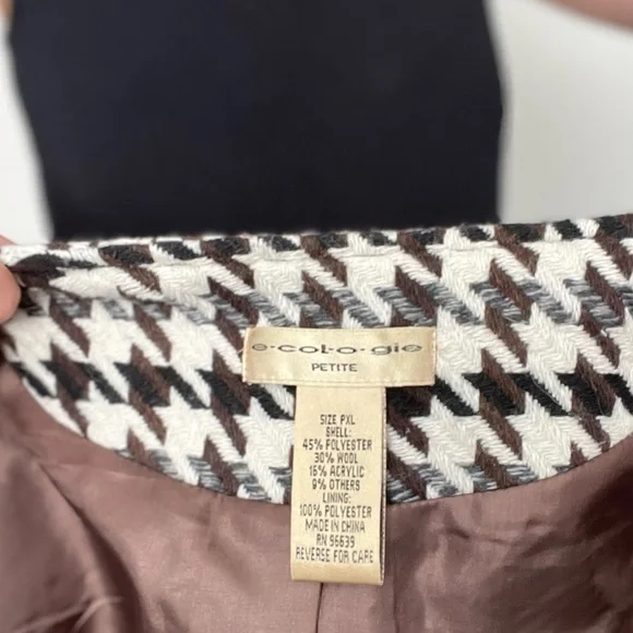 EUC E.col.o.gie Belted Houndstooth Wool Jacket - Picture 5 of 6